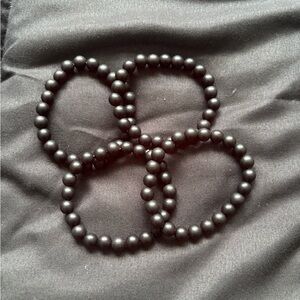 Elegant Black Beaded Bracelet Set